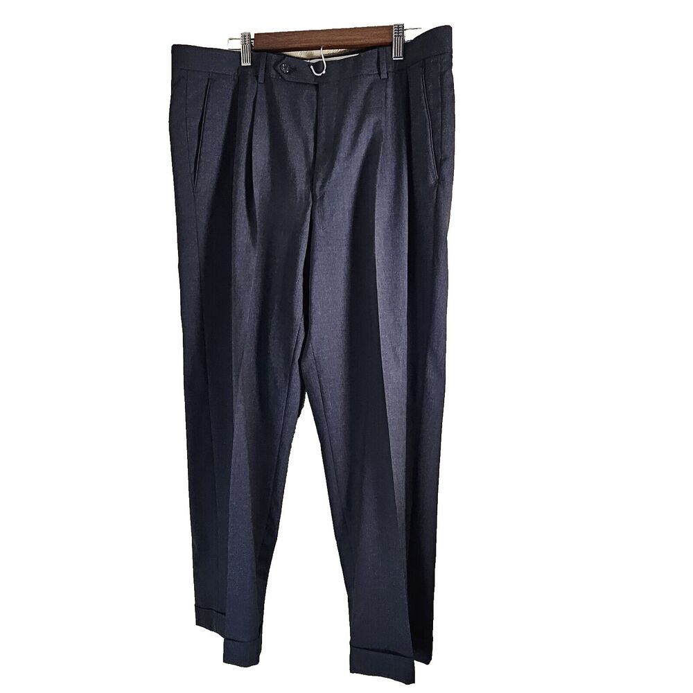 Brooks Brothers 346 Mens Dress Pants Size W36/L29 Charcoal Gray Pleated Cuffed